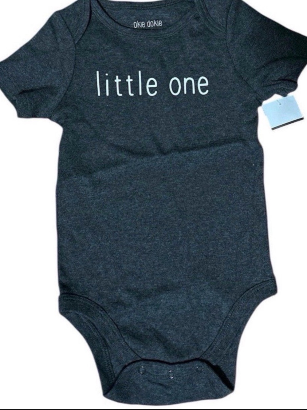 Okie Dokie Baby Bodysuit 18M Charcoal Gray Little One Graphic Onesie NWT